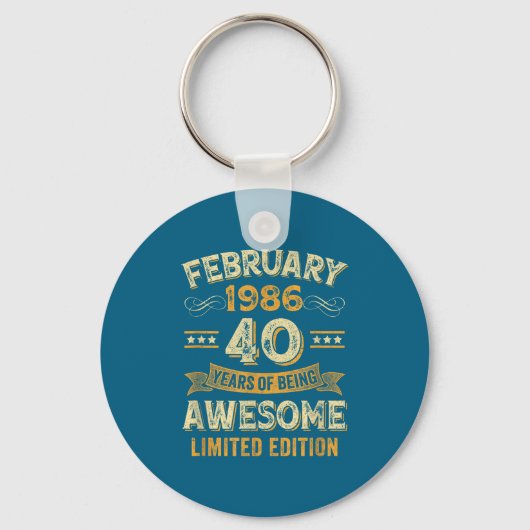 Awesome Vintage February 1986 40th Birthday  Sleutelhanger (Voorkant)