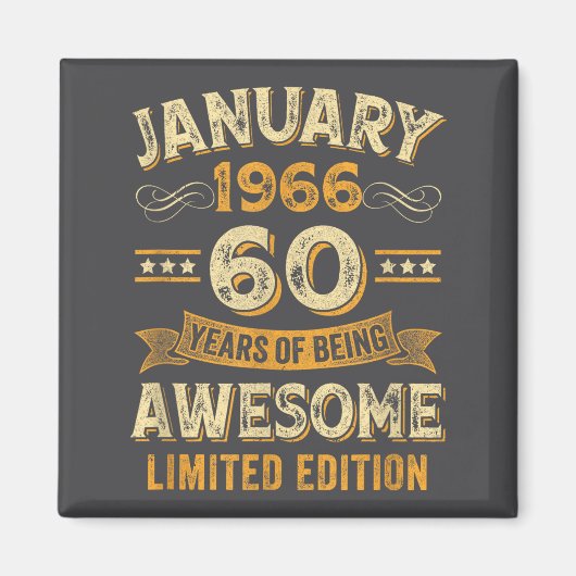 Awesome Vintage January 1966 60th Birthday  Magneet (Voorkant)