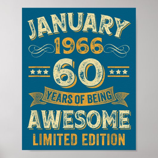 Awesome Vintage January 1966 60th Birthday  Poster (Voorkant)