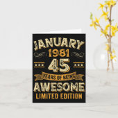 Awesome Vintage January 1981 45th Birthday  Kaart (Gele Bloem)