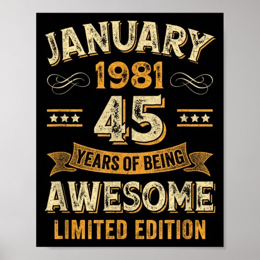 Awesome Vintage January 1981 45th Birthday  Poster (Voorkant)