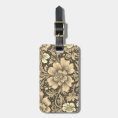 Awesome Vintage Sepia Floral Pattern  Bagagelabel (Voorkant verticaal)