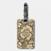 Awesome Vintage Sepia Floral Pattern  Bagagelabel (Achterkant verticaal)