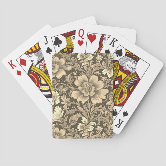 Awesome Vintage Sepia Floral Pattern  Pokerkaarten (Achterkant)