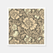 Awesome Vintage Sepia Floral Pattern  Servet (Voorkant)