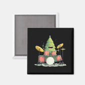 Awesome Xmas Tree With Drums For Rocking Christmas Magneet (Voorkant / Achterkant)