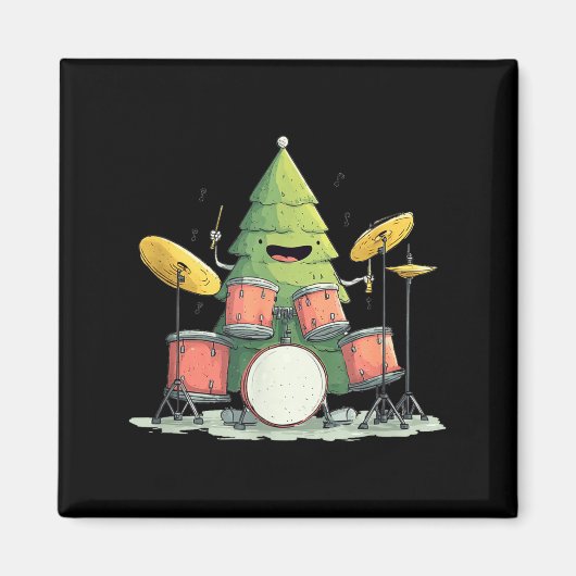 Awesome Xmas Tree With Drums For Rocking Christmas Magneet (Voorkant)