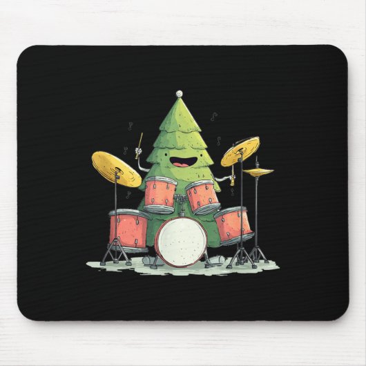 Awesome Xmas Tree With Drums For Rocking Christmas Muismat (Voorkant)