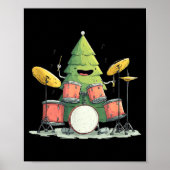 Awesome Xmas Tree With Drums For Rocking Christmas Poster (Voorkant)