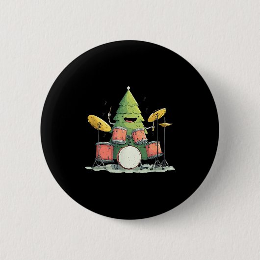 Awesome Xmas Tree With Drums For Rocking Christmas Ronde Button 5,7 Cm (Voorkant)