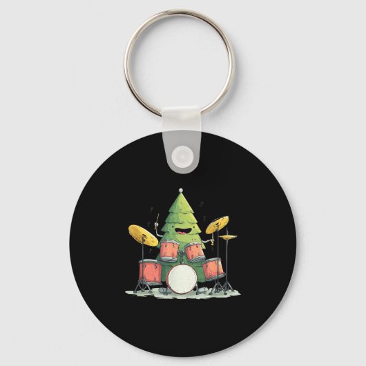 Awesome Xmas Tree With Drums For Rocking Christmas Sleutelhanger (Voorkant)
