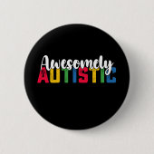 Awesomely Autistische Autisme Jonge Meisje Familie Ronde Button 5,7 Cm (Voorkant)