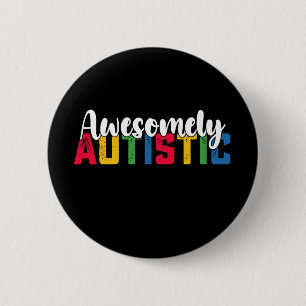 Awesomely Autistische Autisme Jonge Meisje Familie Ronde Button 5,7 Cm