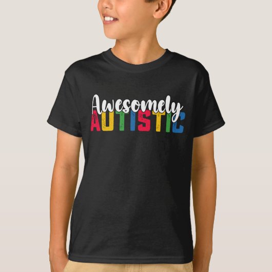 Awesomely Autistische Autisme Jonge Meisje Familie T-shirt (Voorkant)