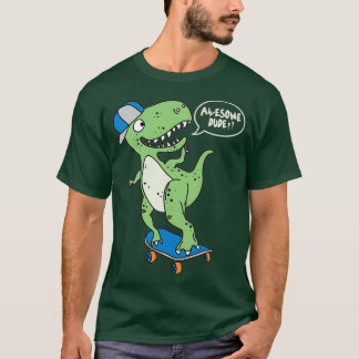 Awesomem Skateboarding Dino Dude T-shirt