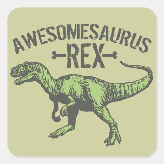 Awesomesaurus Rex Vierkante Sticker (Voorkant)