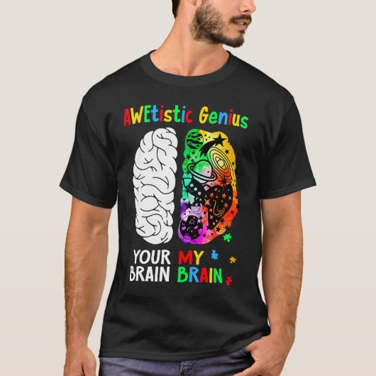 Awetistic Genius Brain Autism Awareness Month Puzz T-shirt (Voorkant)