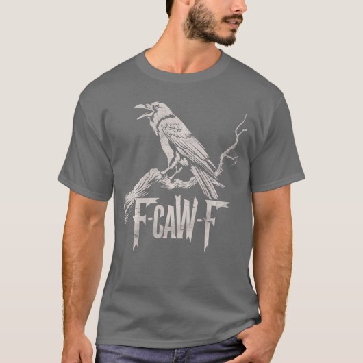 awF Black Crow Pun Funny Bird Cawing Grunge Long S T-shirt (Voorkant)