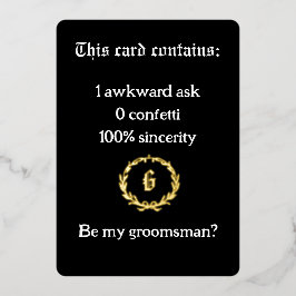 "Awkward Ask, Royal Style" Groomsman Proposal Kaar Folie Uitnodiging