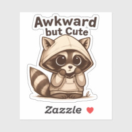 Awkward maar Schattige Raccoon Hoodie Sticker