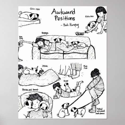Awkward-posities met pugs poster (Voorkant)