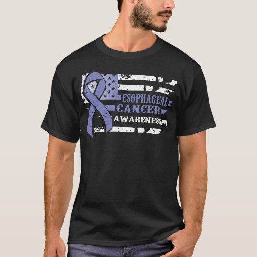 Awkward Style USA Flag Esophageal Cancer Awareness T-shirt (Voorkant)