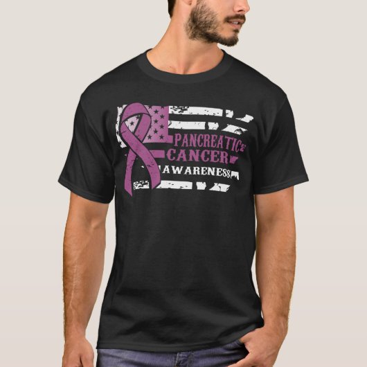 Awkward Style USA Flag Pancreatic Cancer Awareness T-shirt (Voorkant)