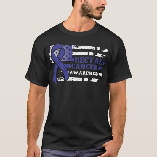 Awkward Style USA Flag Rectal Cancer Awareness T-shirt (Voorkant)