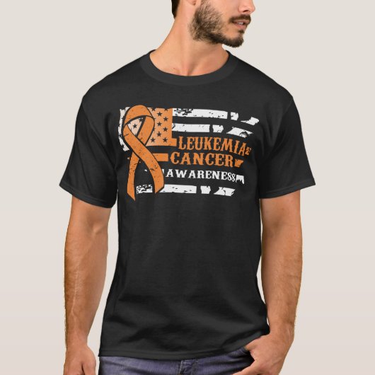 Awkward Style USA vlag Leukemie Kanker Awareness T-shirt (Voorkant)