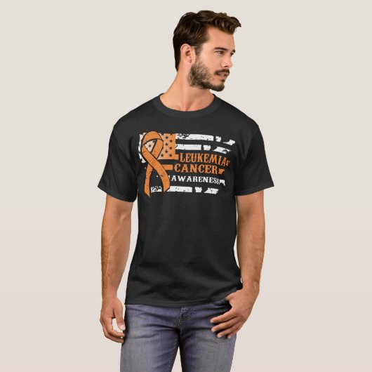 Awkward Style USA vlag Leukemie Kanker Awareness T-shirt (Voorkant volledig)