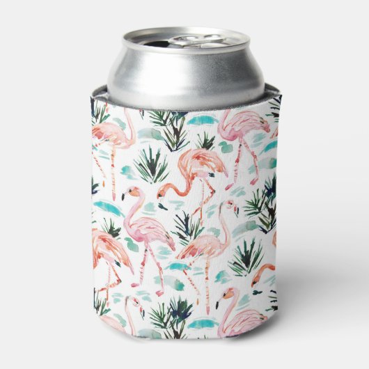 AWKWARRD Waterverf roze flamingo Blikjeskoeler (Blikje Voorkant)