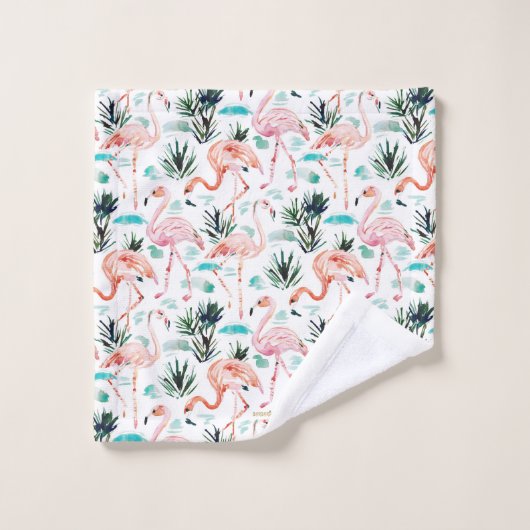AWKWARRRD Waterverf Roze flamingos Bad Handdoek (Wasdoekje)