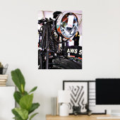 AWS 5. Vooraanzicht oude motorfiets Poster (Thuiskantoor)
