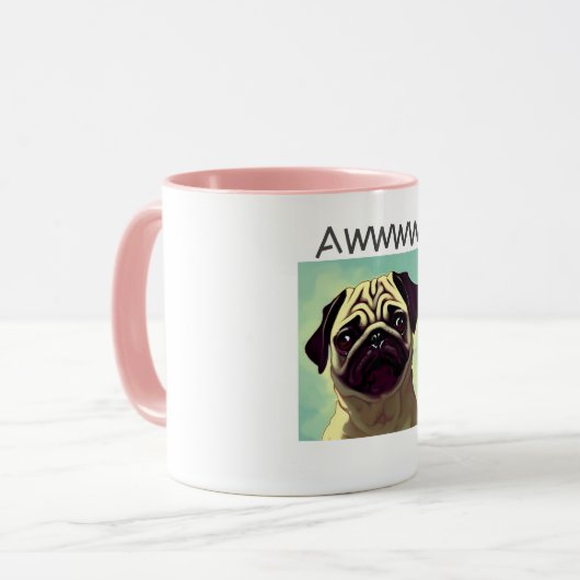 Aww bruine ogen pug schattig schattig puppy dog mok (Voorkant links)