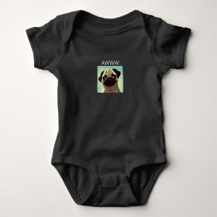 AWWW Cutest Pug Ever Cute Puppy Cartoon Romper