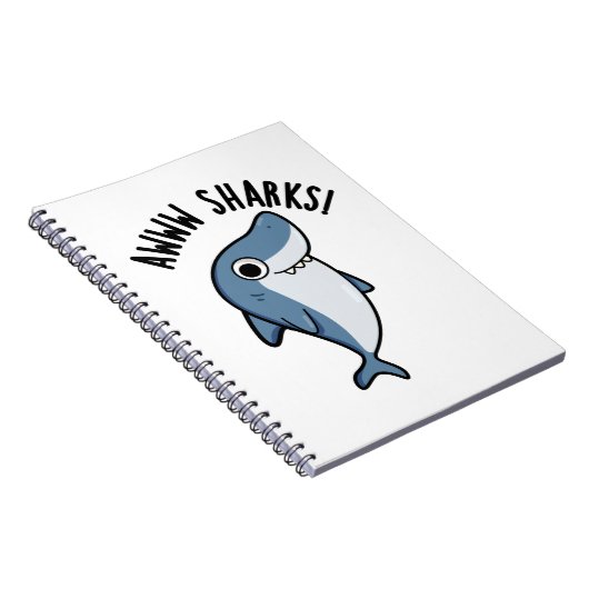 Awww Sharks Cute Animal Pun Notitieboek (Rechterzijde)