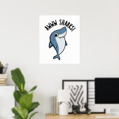 Awww Sharks Cute Animal Pun Poster (Thuiskantoor)