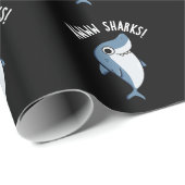Awww Sharks Funny Animal Pun Dark BG Cadeaupapier (Rol Hoek)