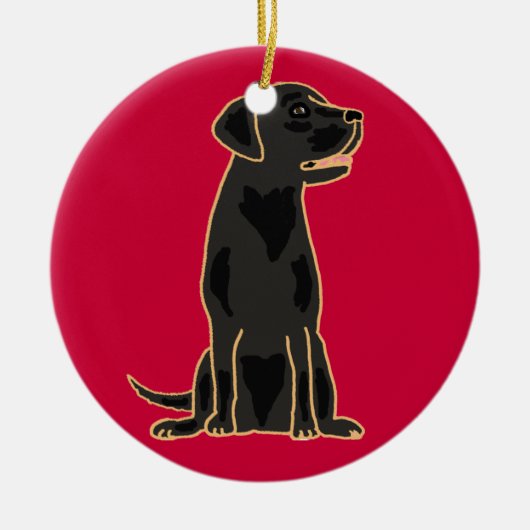 AX - Geweldige Black Labrador Cartoon Ornament (Voorkant)