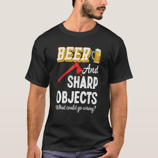 Ax het werpen Beer Sharp Voorwerpen Hatchet Lumber T-shirt (Voorkant)