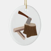 Ax in Stump Keramisch Ornament (Rechts)
