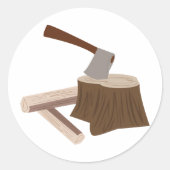 Ax in Stump Ronde Sticker (Voorkant)