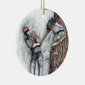 Ax Man zonder kettingzaag Keramisch Ornament (Rechts)