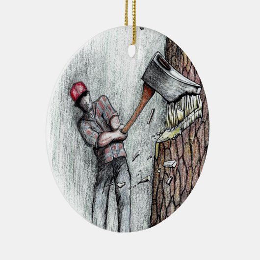 Ax Man zonder kettingzaag Keramisch Ornament (Rechts)