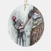 Ax Man zonder kettingzaag Keramisch Ornament (Links)