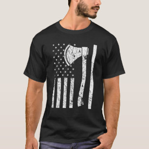 Ax Throding Proud USA Flag  Grunge Design T-shirt