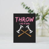 Ax Thrower Girl Woodworking Ax Throwing Briefkaart (Staand voorkant)