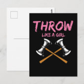 Ax Thrower Girl Woodworking Ax Throwing Briefkaart (Voorkant / Achterkant)