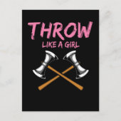 Ax Thrower Girl Woodworking Ax Throwing Briefkaart (Voorkant)