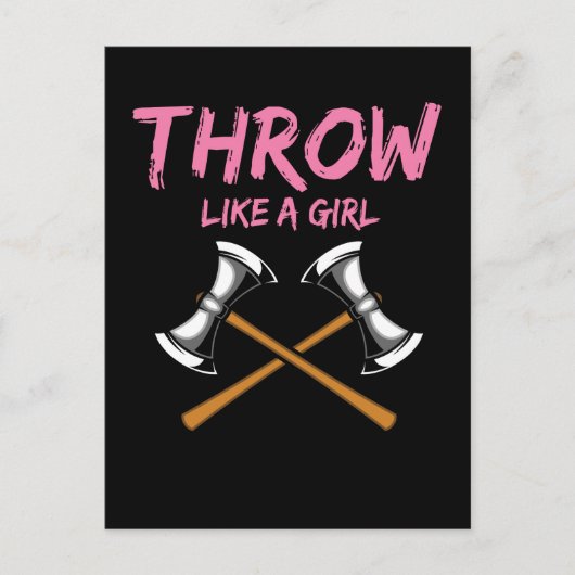 Ax Thrower Girl Woodworking Ax Throwing Briefkaart (Voorkant)